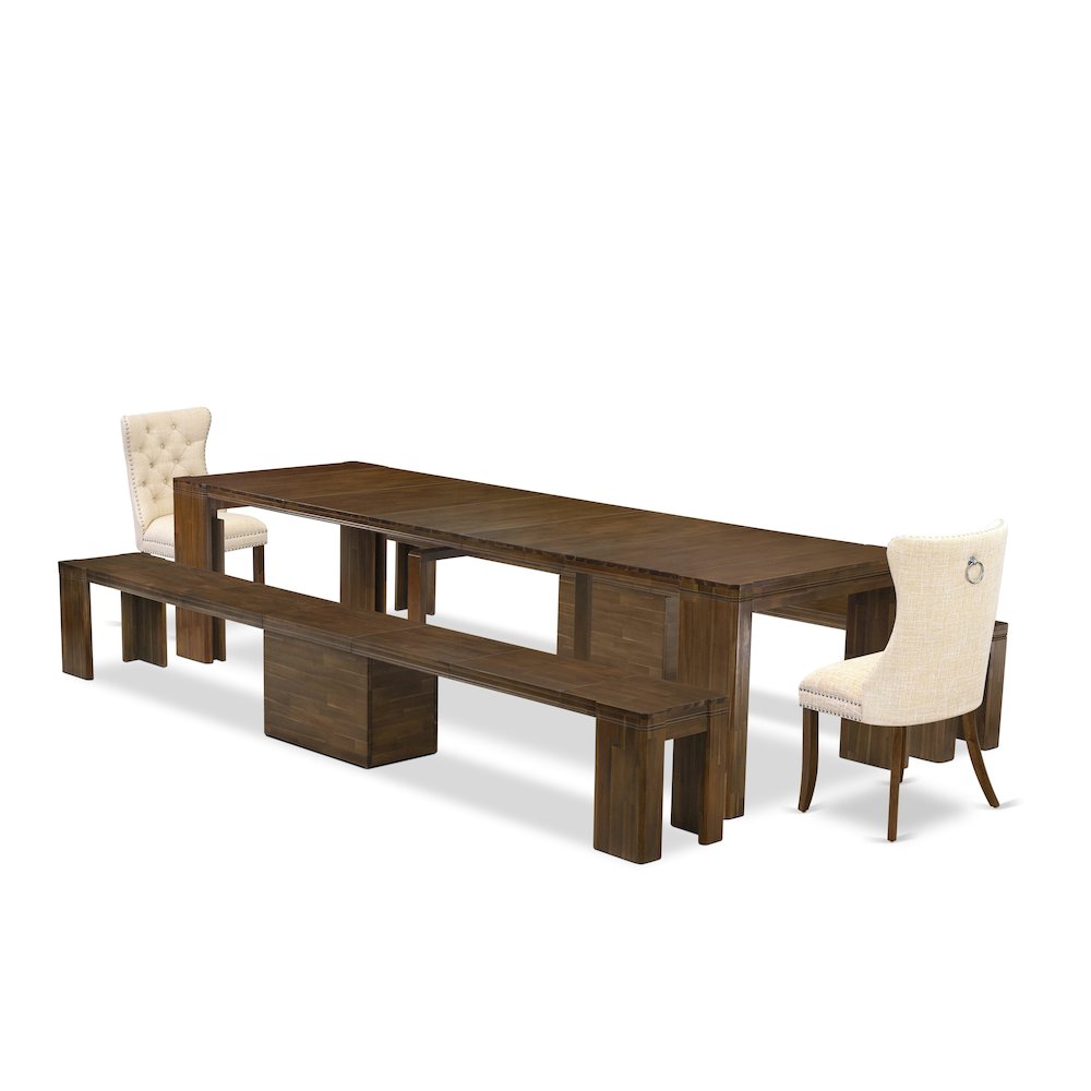 5 Pieces Extendable Dining Set Includes a Rectangle Kitchen Table