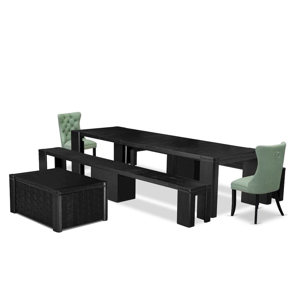 6-piece Dining Room Table Set a Rectangular Dining Table with a coffee Table