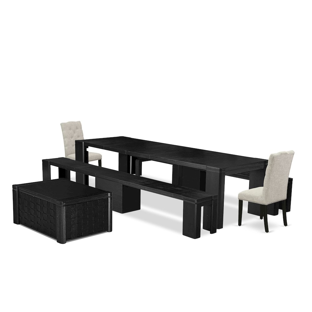 6-piece Dining Room Table Set a Rectangular Dining Table with a coffee Table