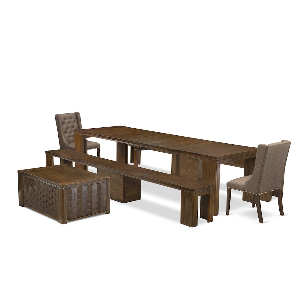 6 Pieces Extendable Dining Set Includes a Rectangle Kitchen Table