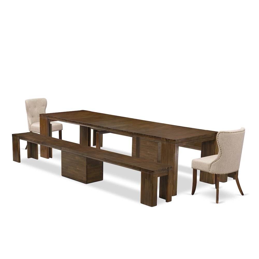 5 Pieces Extendable Dining Set Includes a Rectangle Kitchen Table
