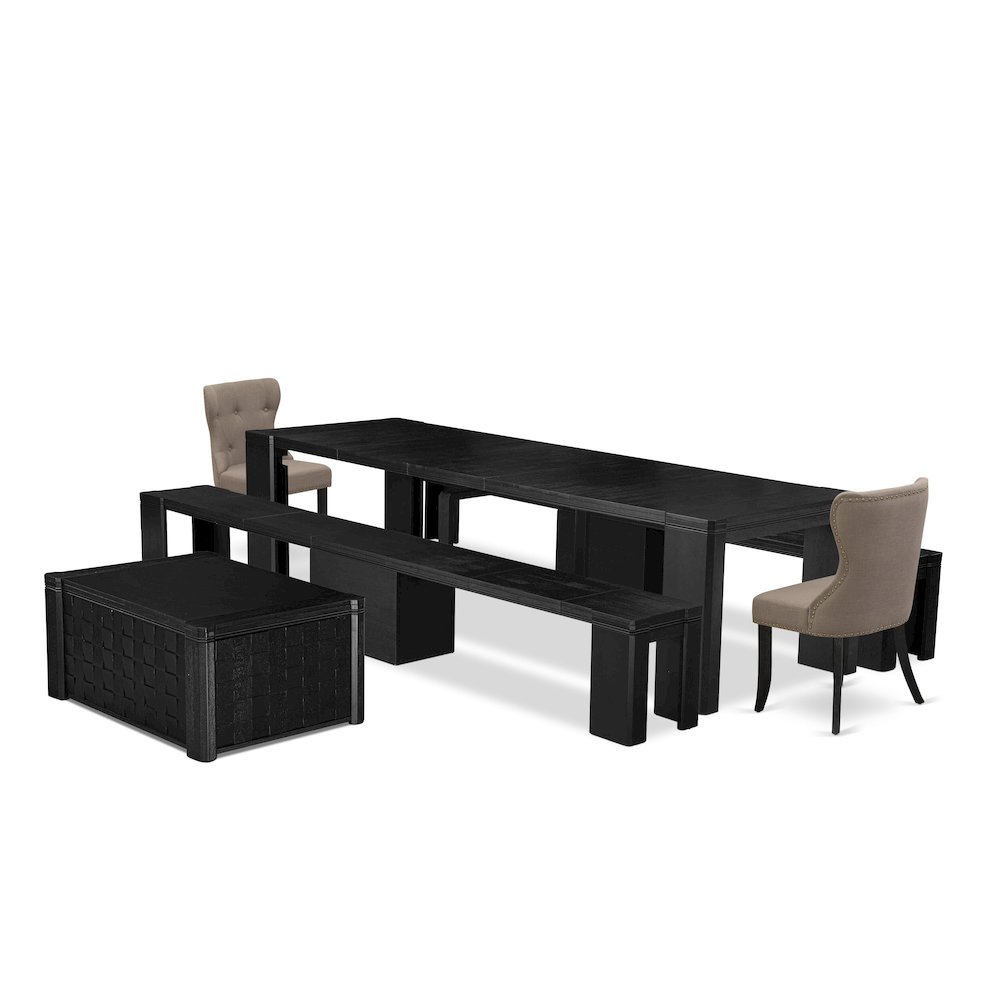 6-piece Dining Room Table Set a Rectangular Dining Table with a coffee Table