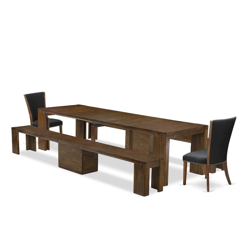 5 Pieces Extendable Dining Set Includes a Rectangle Kitchen Table