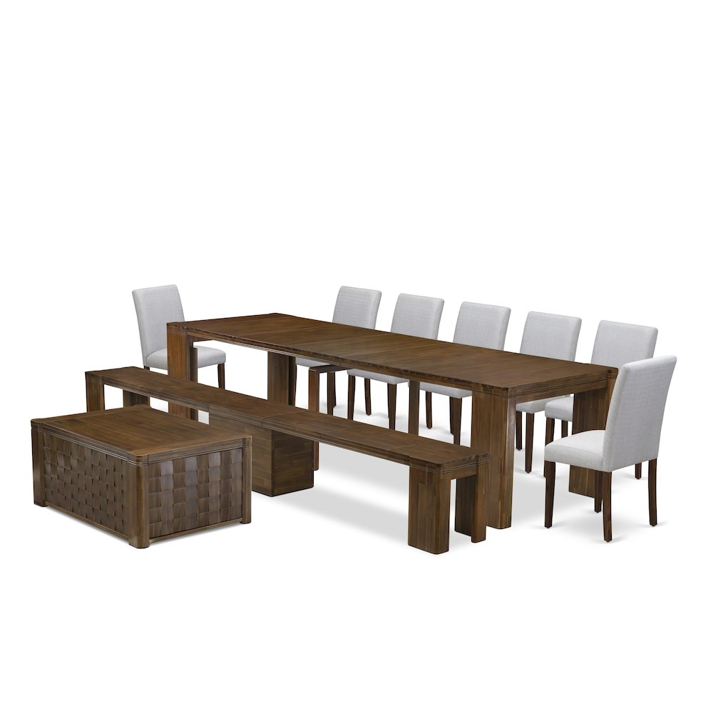 10 Pieces Extendable Dining Set Includes a Rectangle Kitchen Table