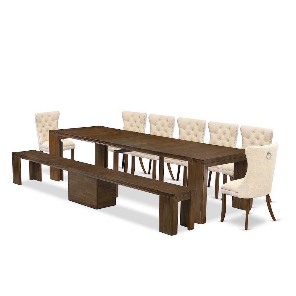 9 Pieces Extendable Dining Set Includes a Rectangle Kitchen Table
