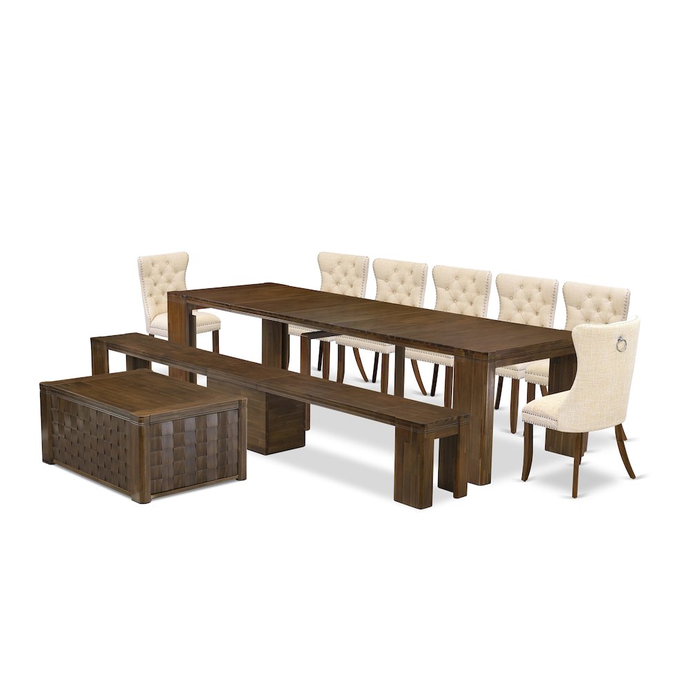 10 Pieces Extendable Dining Set Includes a Rectangle Kitchen Table