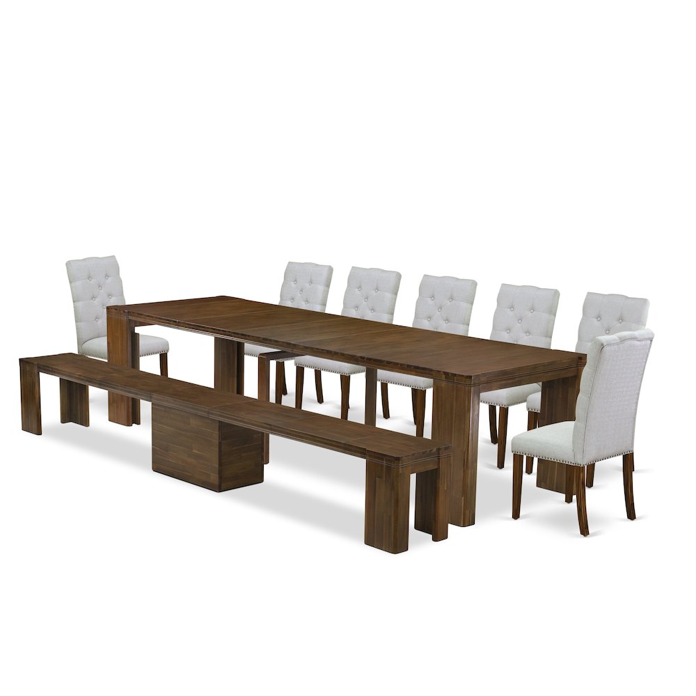 9 Pieces Extendable Dining Set Includes a Rectangle Kitchen Table