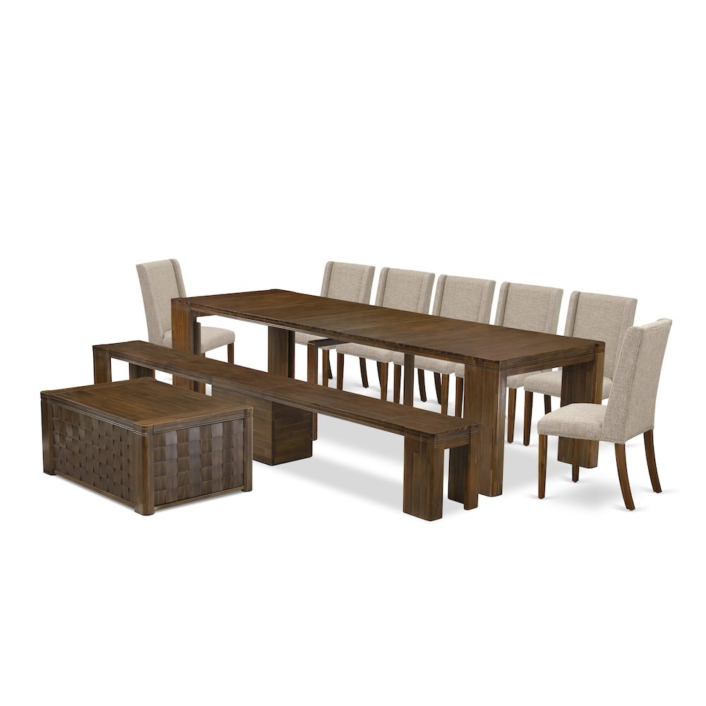 10 Pieces Extendable Dining Set Includes a Rectangle Kitchen Table