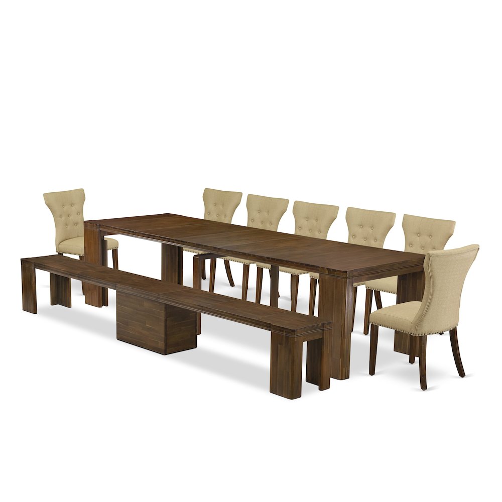 9 Pieces Extendable Dining Set Includes a Rectangle Kitchen Table
