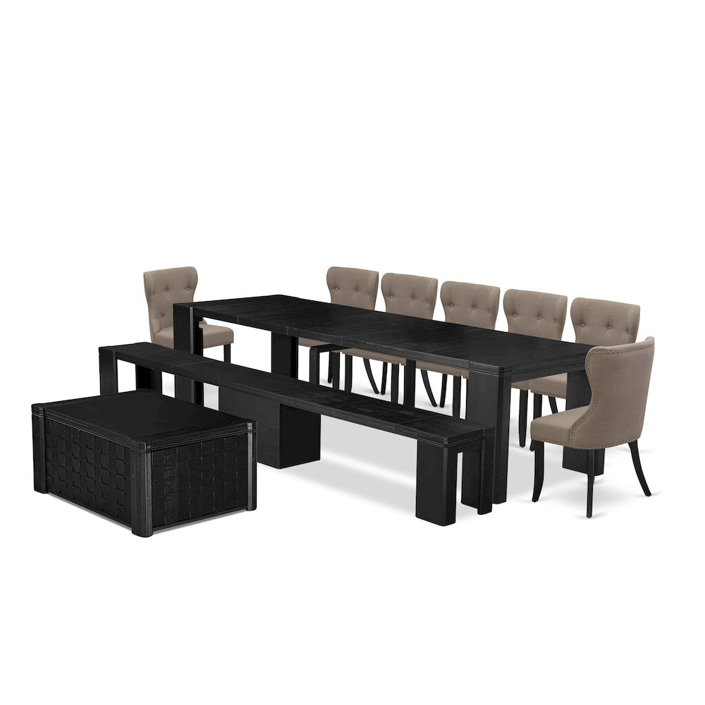 10-piece Dining Room Table Set a Rectangular Kitchen Table with a coffee Table