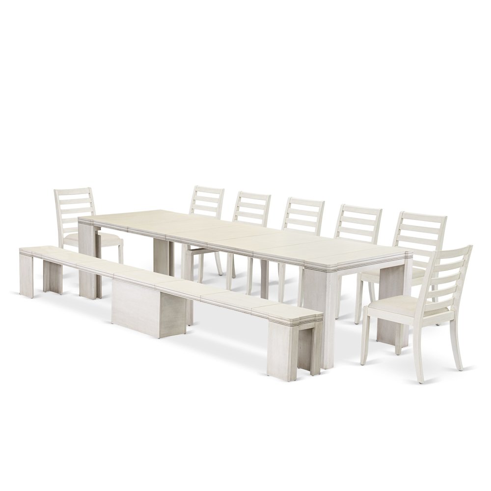 9 Pieces Extendable Dining Set Includes a Rectangle Kitchen Table