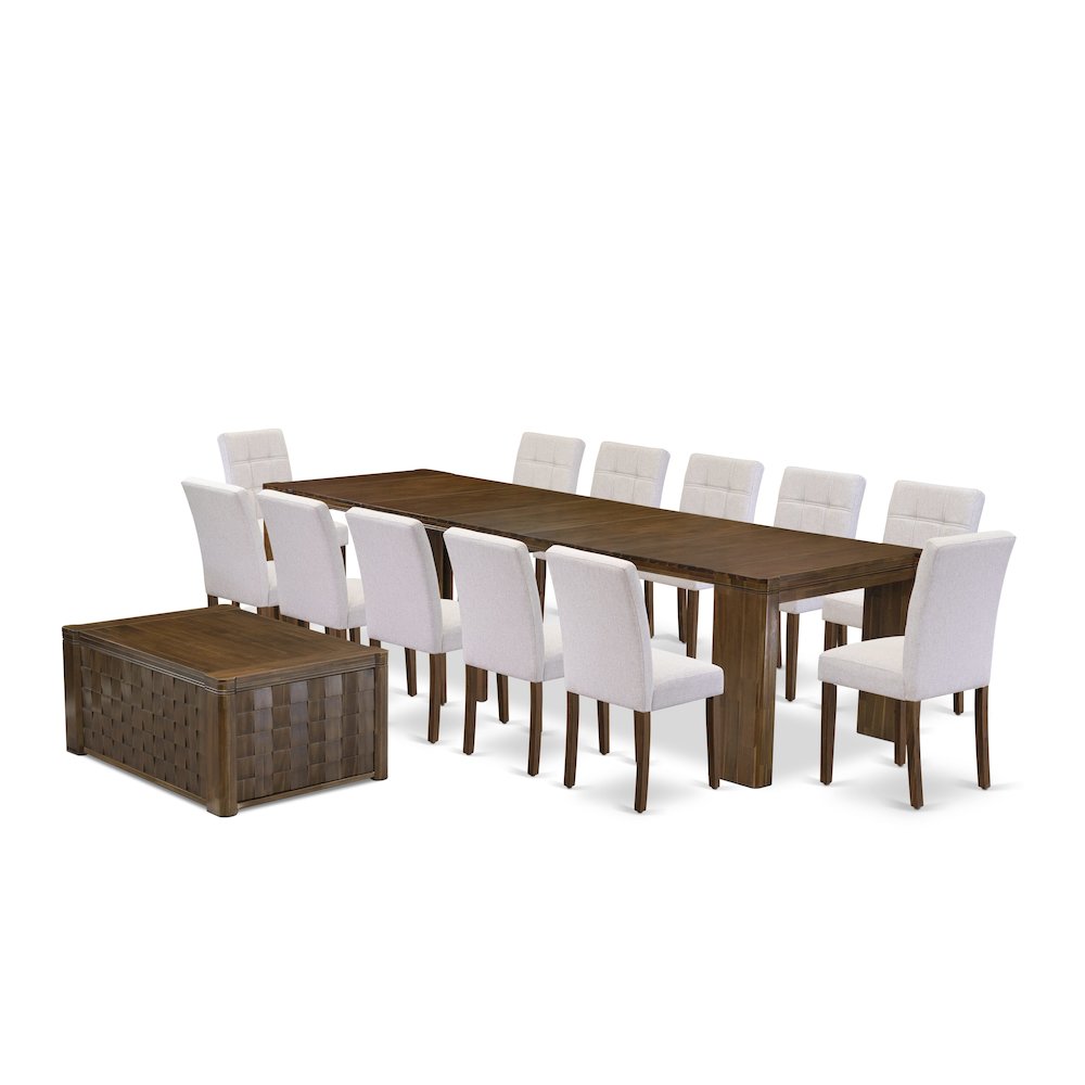 14 Pieces Extendable Dining Set Includes a Rectangle Kitchen Table