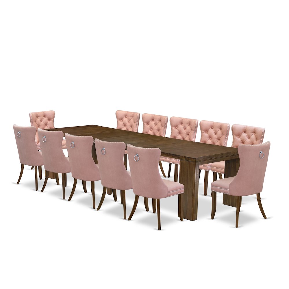 13 Pieces Extendable Dining Set Includes a Rectangle Kitchen Table