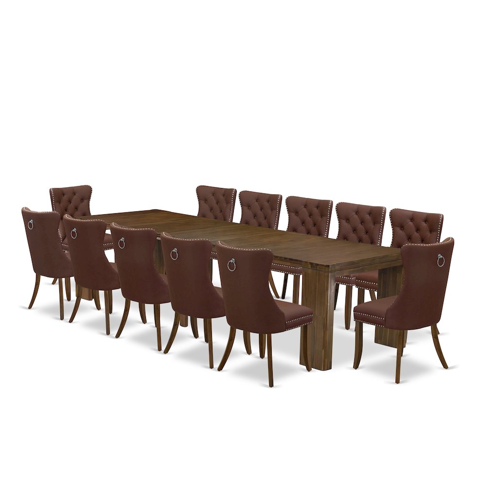 13 Pieces Extendable Dining Set Includes a Rectangle Kitchen Table