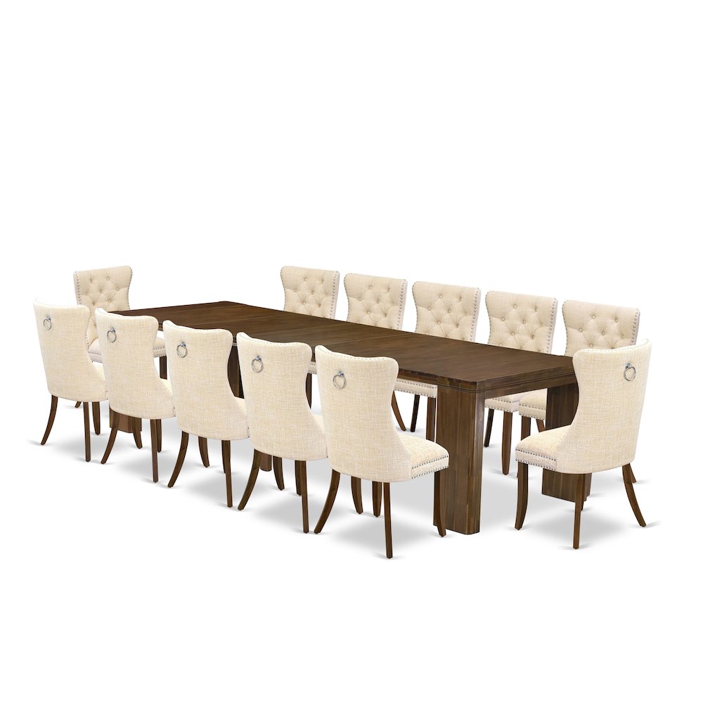 13 Pieces Extendable Dining Set Includes a Rectangle Kitchen Table