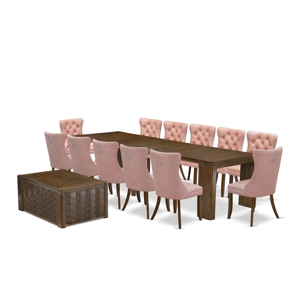 14 Pieces Extendable Dining Set Includes a Rectangle Kitchen Table
