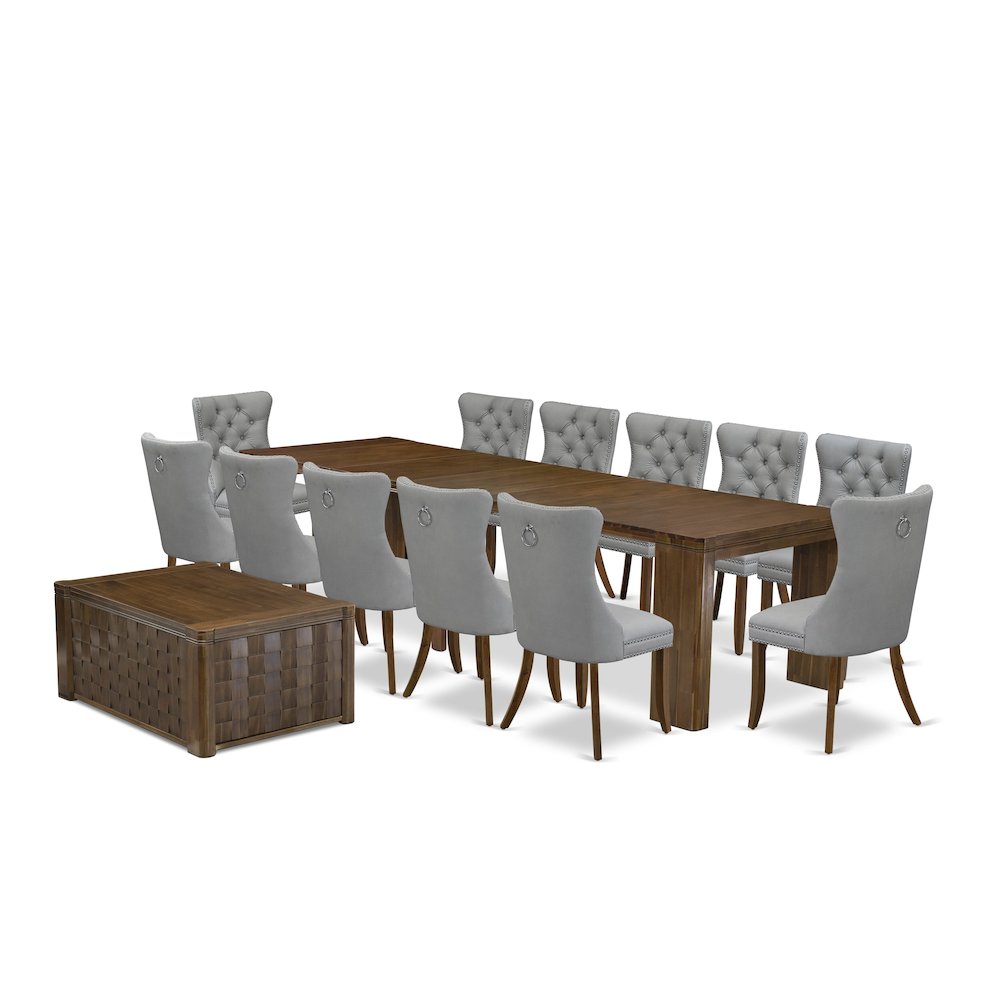 14 Pieces Extendable Dining Set Includes a Rectangle Kitchen Table