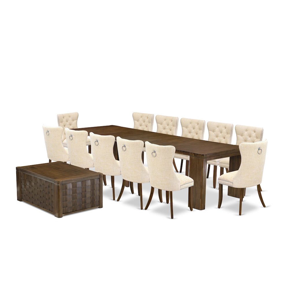 14 Pieces Extendable Dining Set Includes a Rectangle Kitchen Table