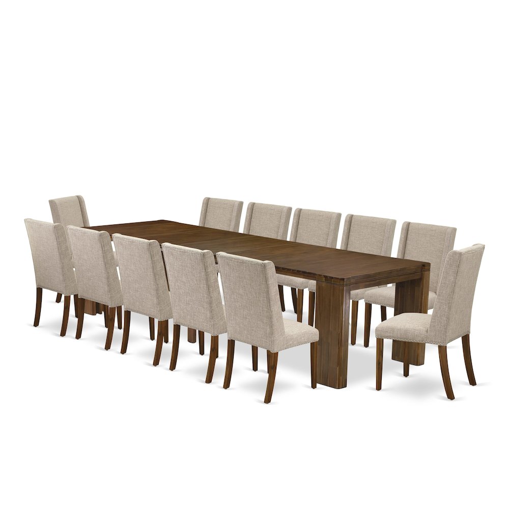 13 Pieces Extendable Dining Set Includes a Rectangle Kitchen Table