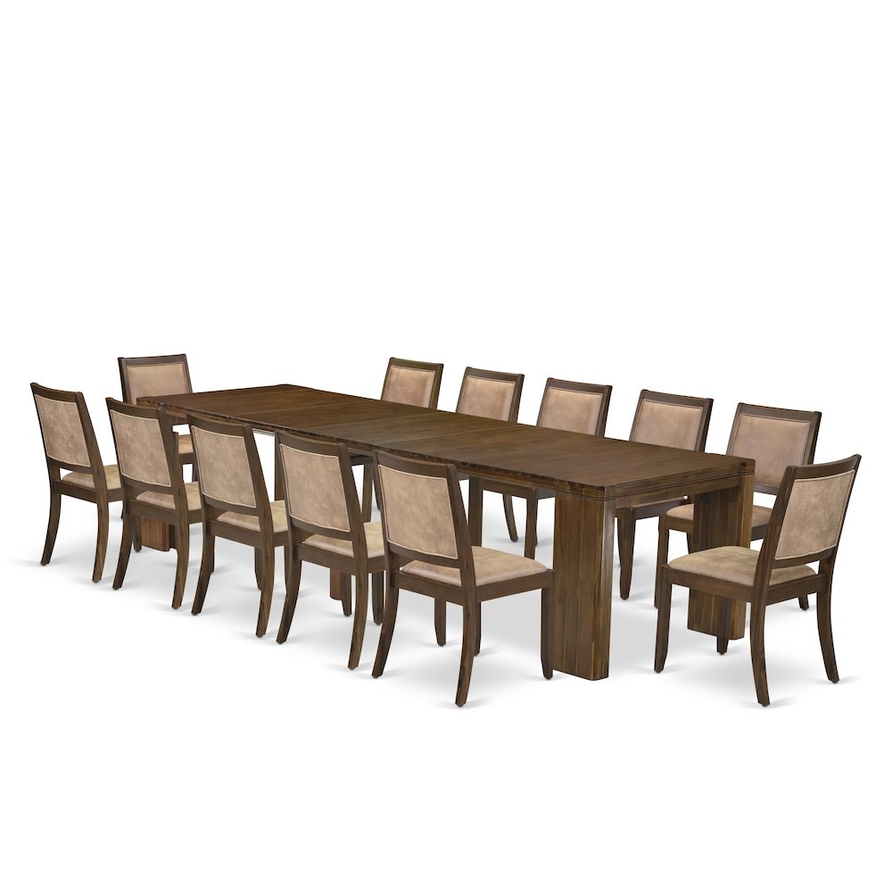 13 Pieces Extendable Dining Set Includes a Rectangle Kitchen Table