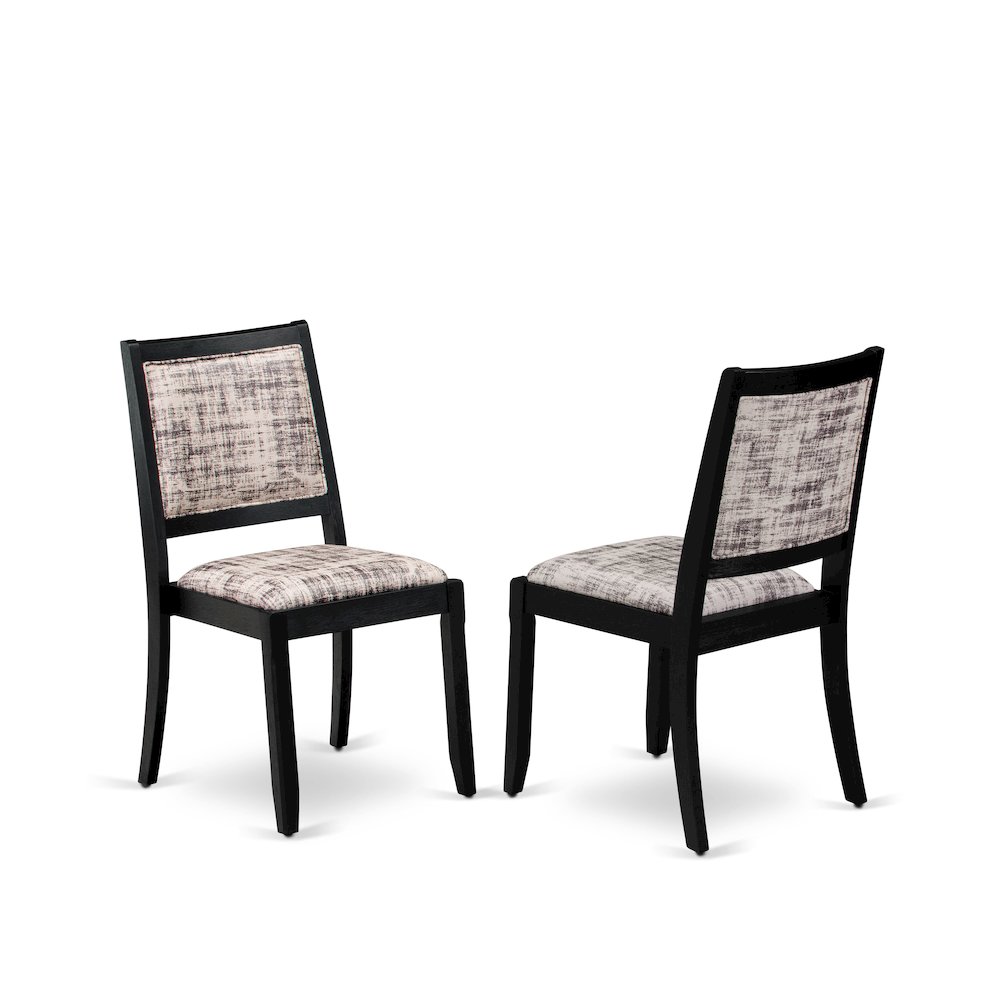 Dining Room Chair with White and Gray Pattern Faux Leather and upholstered back