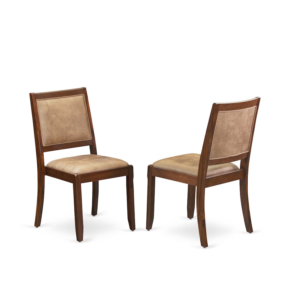 Dining Room Chair with brown textured Faux Leather and upholstered back