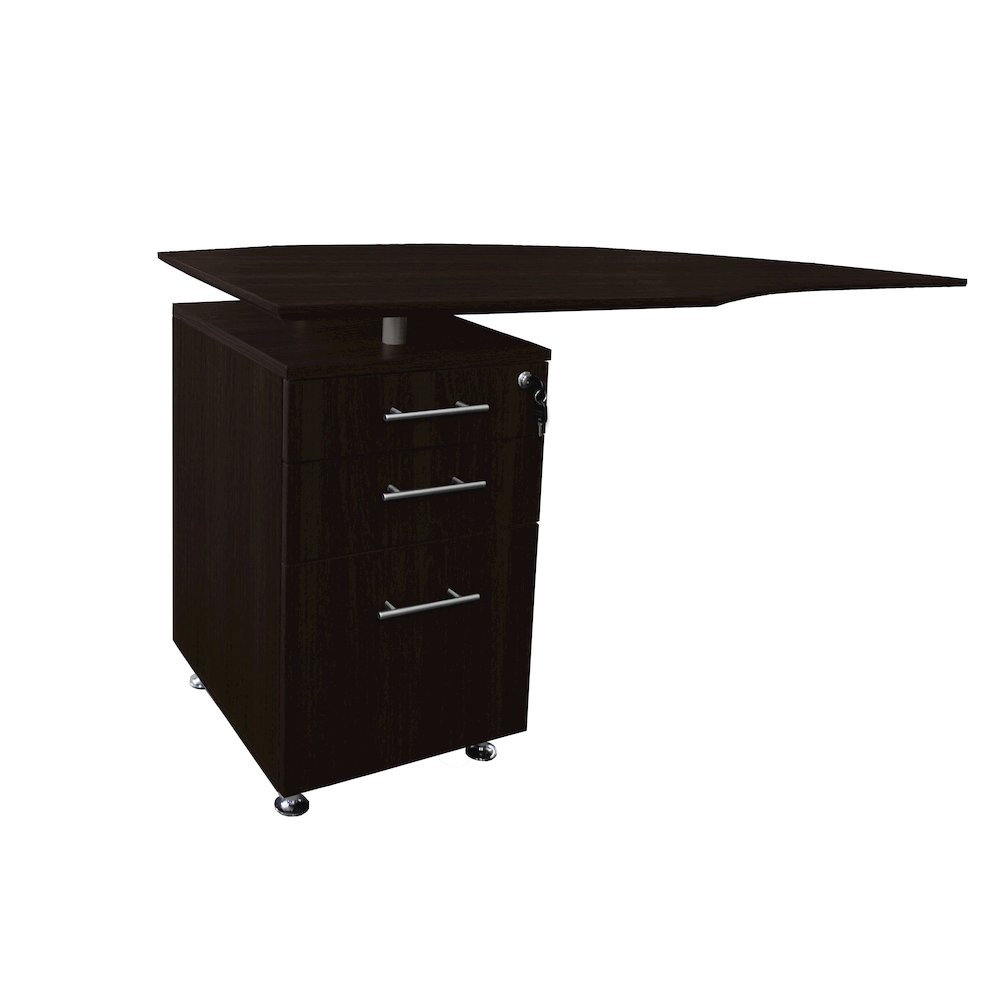 Curved Desk Return With Pencil-Box-File Pedestal (Left)