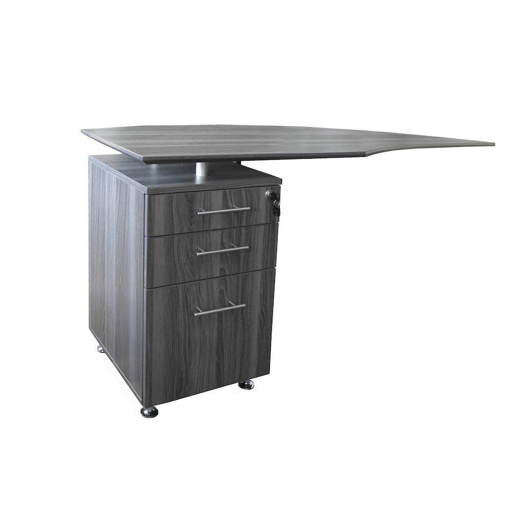 Curved Desk Return With Pencil-Box-File Pedestal (Left)