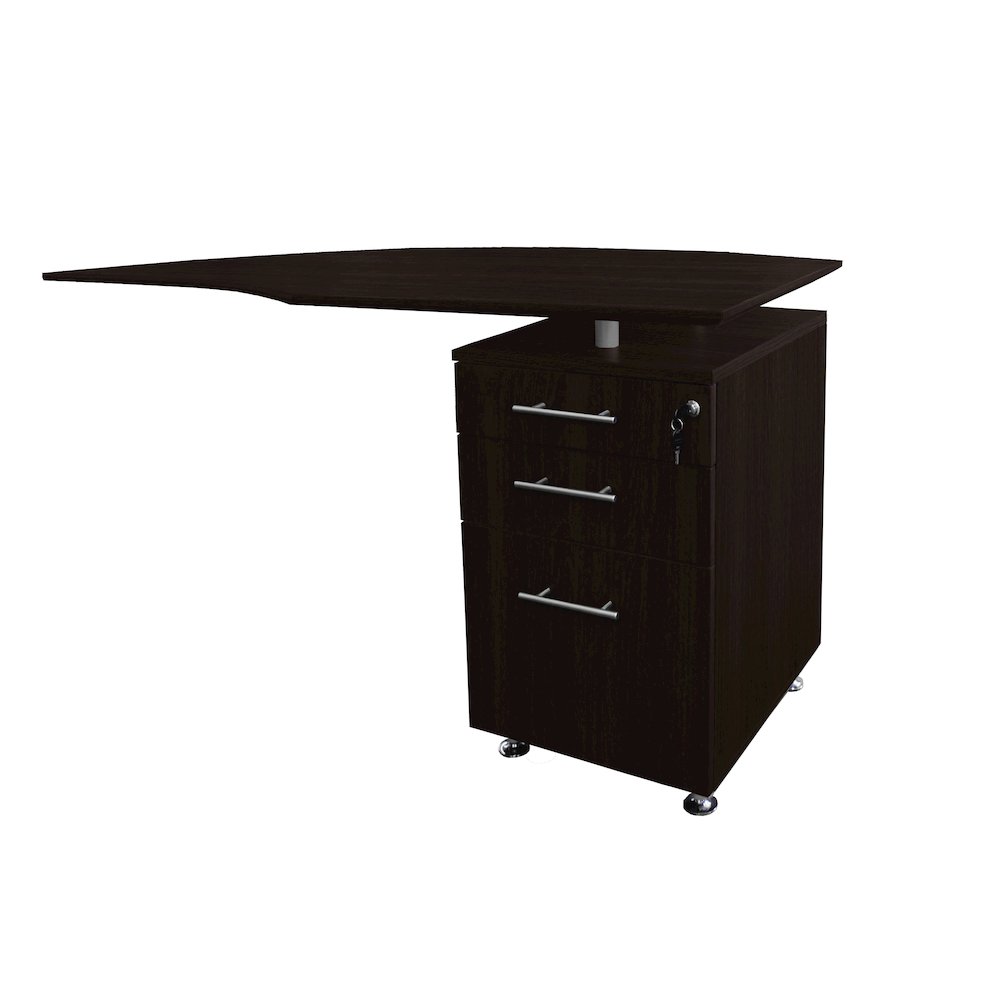 Curved Desk Return With Pencil-Box-File Pedestal (Right)