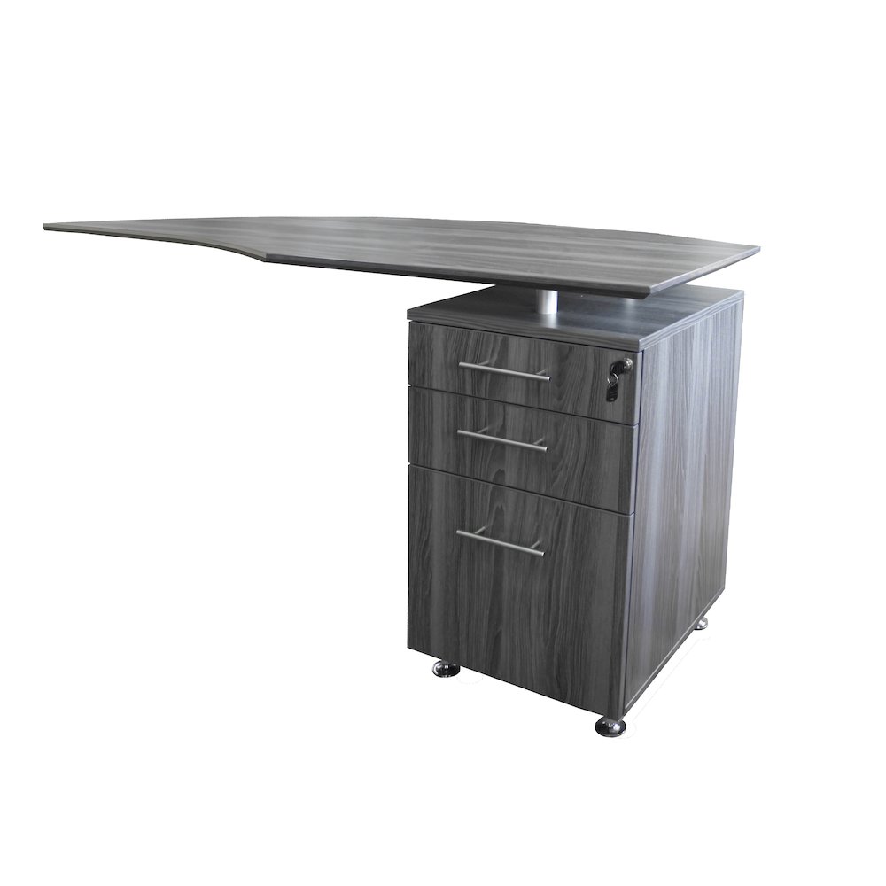 Curved Desk Return With Pencil-Box-File Pedestal (Right)