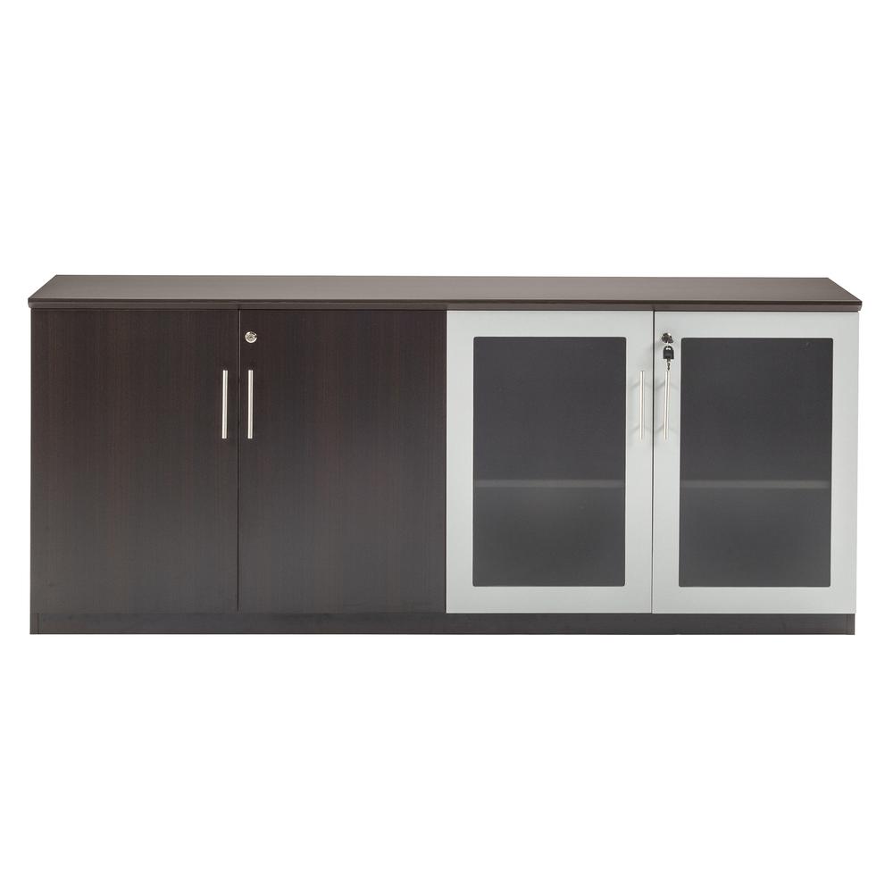 Low Wall Cabinet with Doors (Wood/Glass Door Combination)