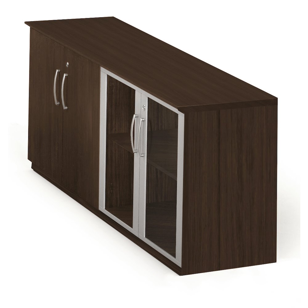 Low Wall Cabinet with Doors (Wood/Glass Door Combination)