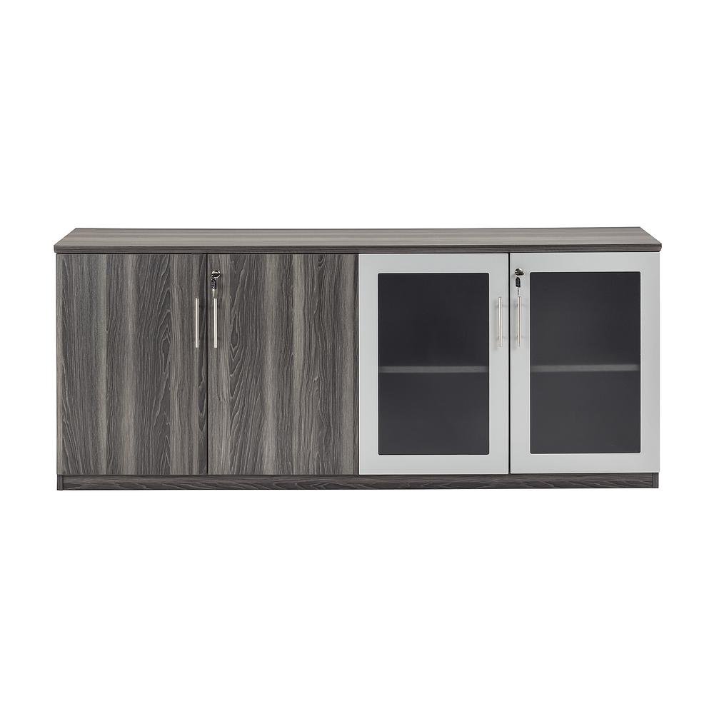 Low Wall Cabinet with Doors (Wood/Glass Door Combination)