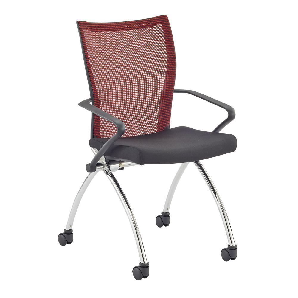 Valore TSH1 High Back Chair with Arms – Fabric Red Seat – Chrome Black Frame – 23″ x 24″ x 36.5″ Overall Dimension. Set of 2