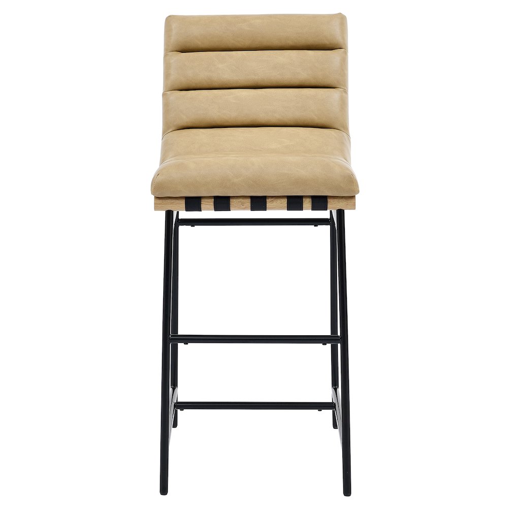 Nicco Sand Vegan Leather 30″ Bar Stool with Black Iron Base