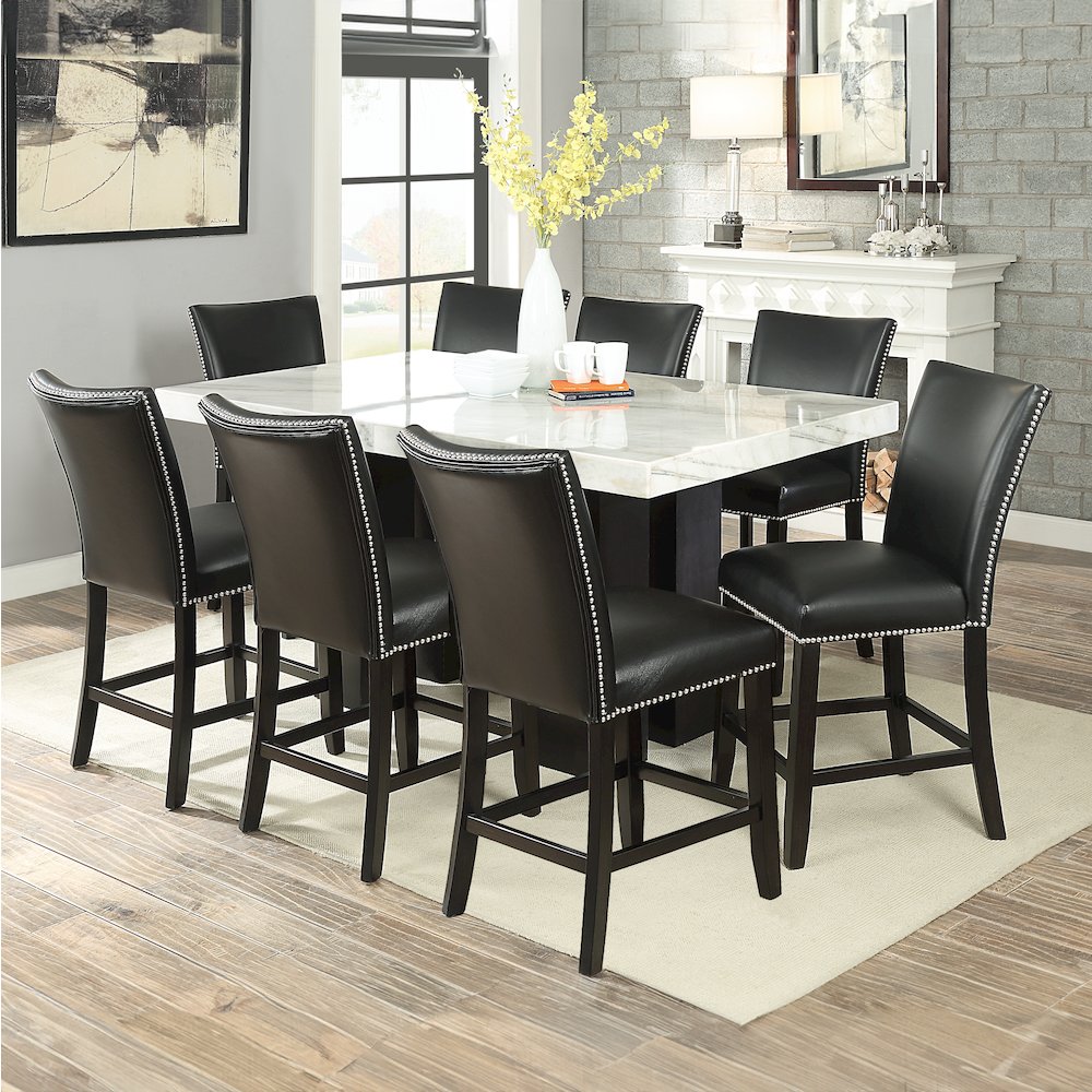 Camila 9PC Rectangle Counter Set Black Chair