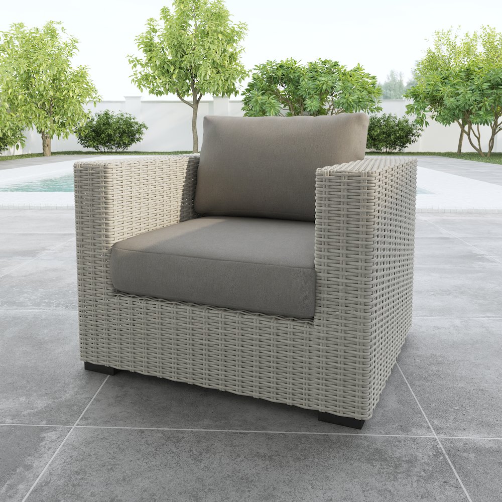 Blakley Outdoor Lounge Chair with Half-Round Wicker
