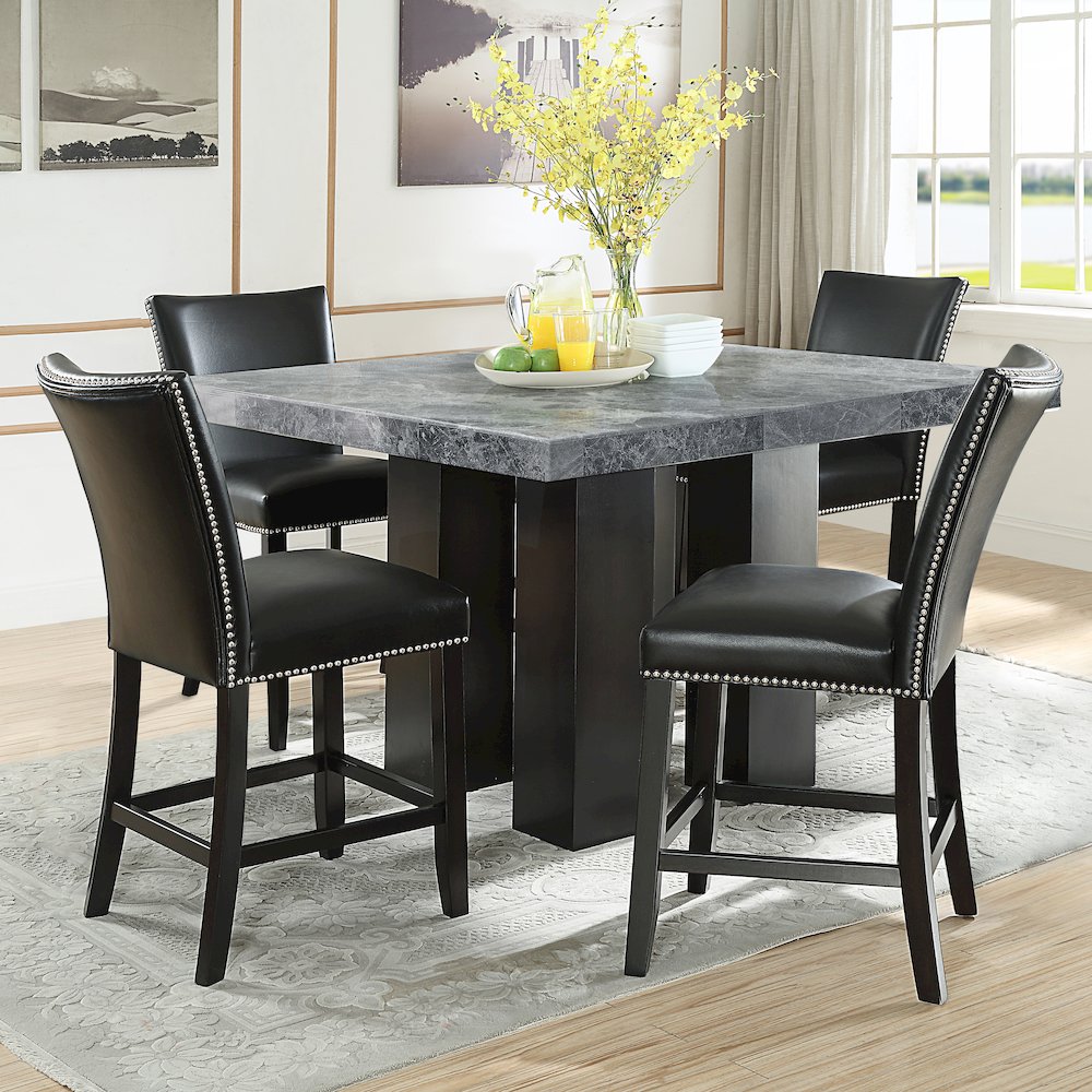 Camila Square 5PC Counter Set Black Chair