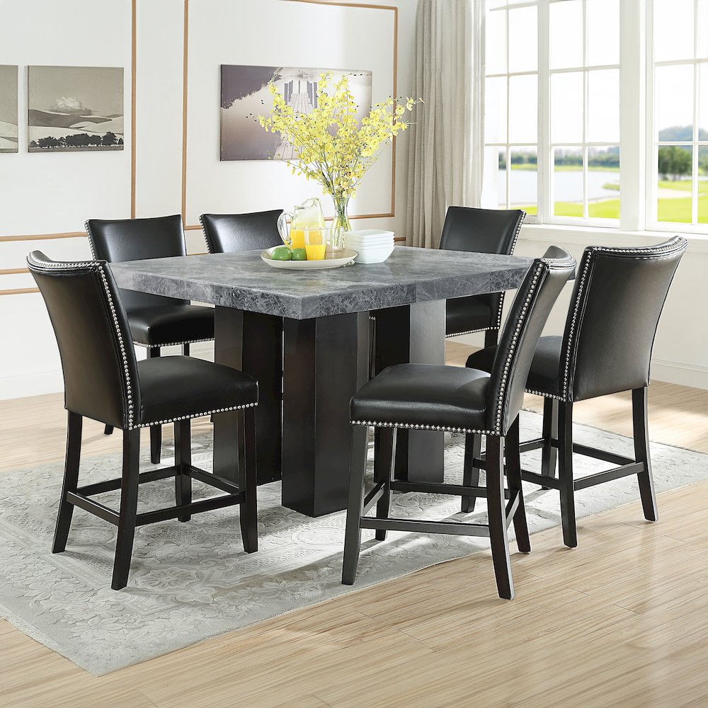 Camila Square 7PC Counter Set Black Chair