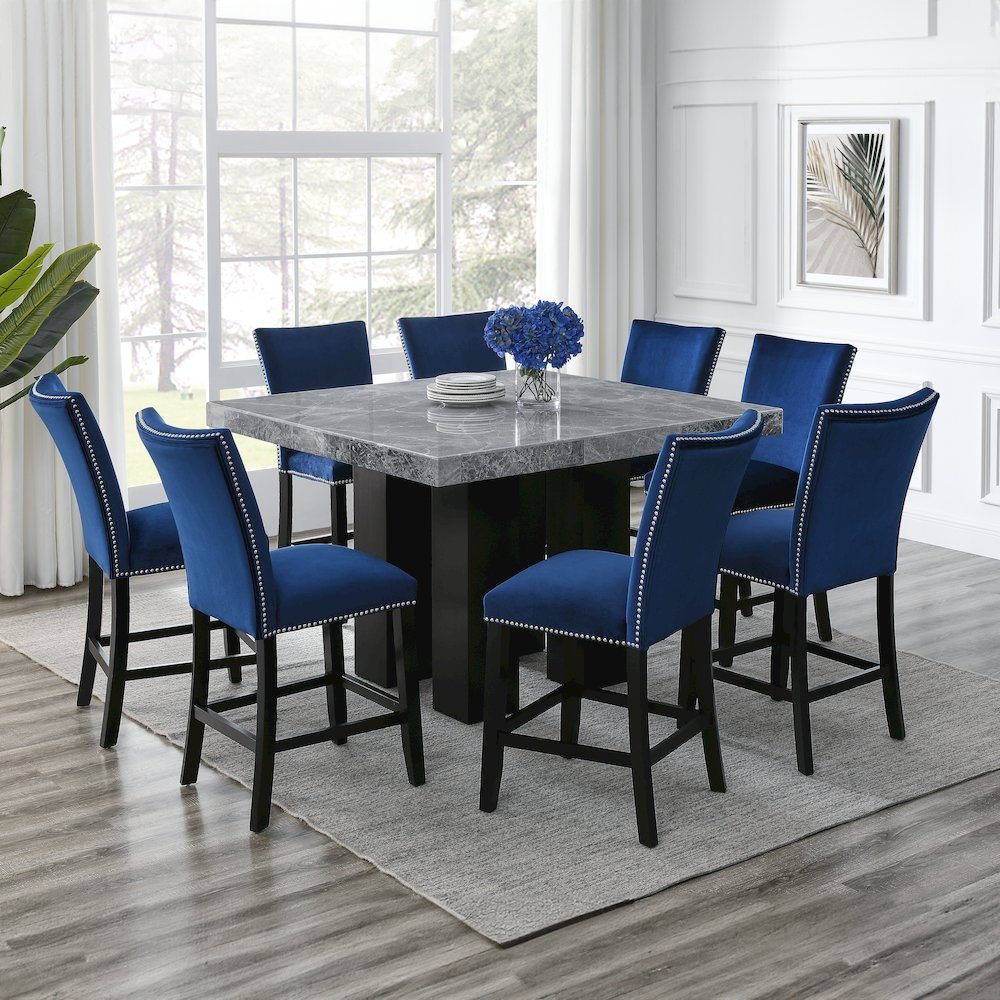 Camila Square 9PC Counter Set Blue Chair