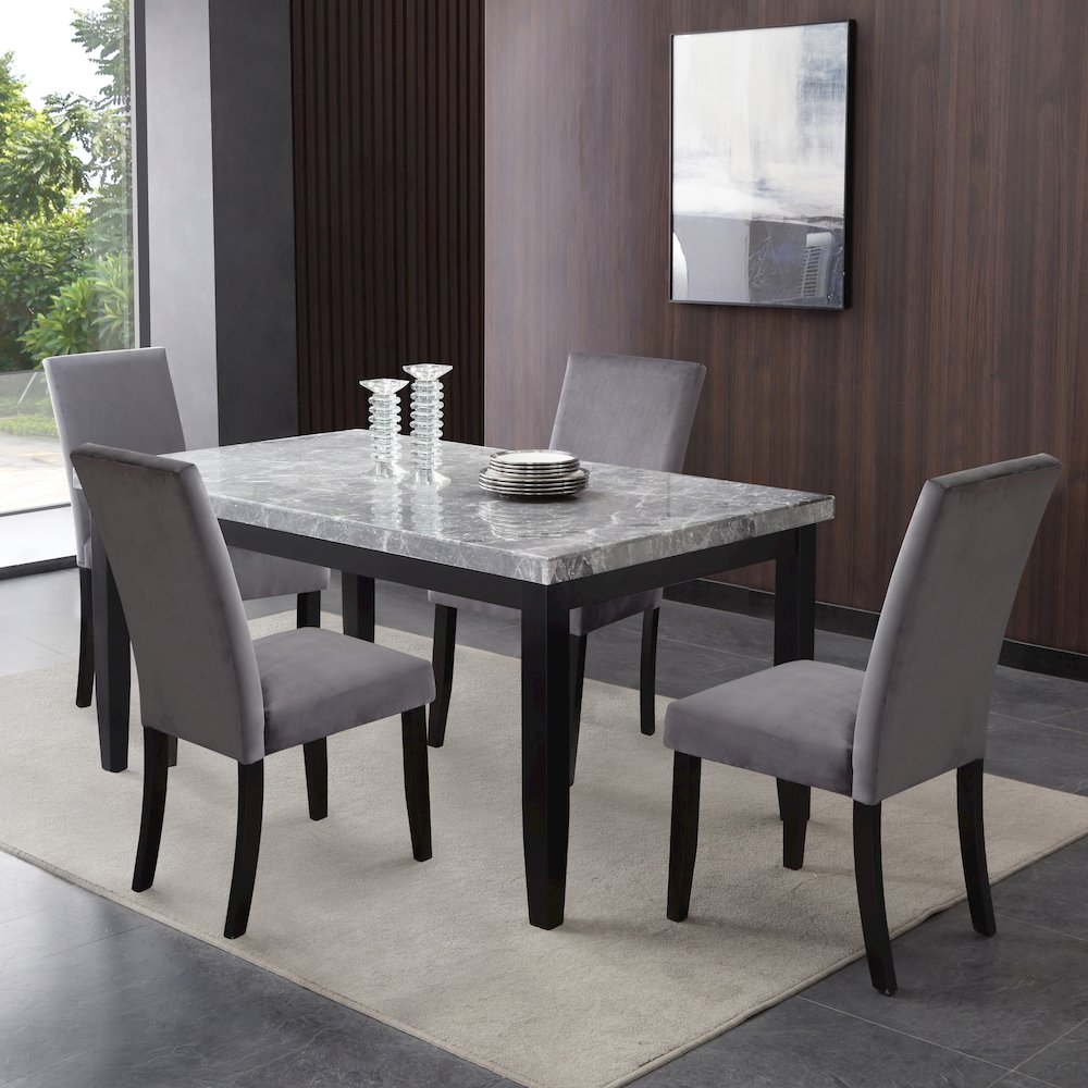 Napoli 64-inch Gray Marble Dining Table