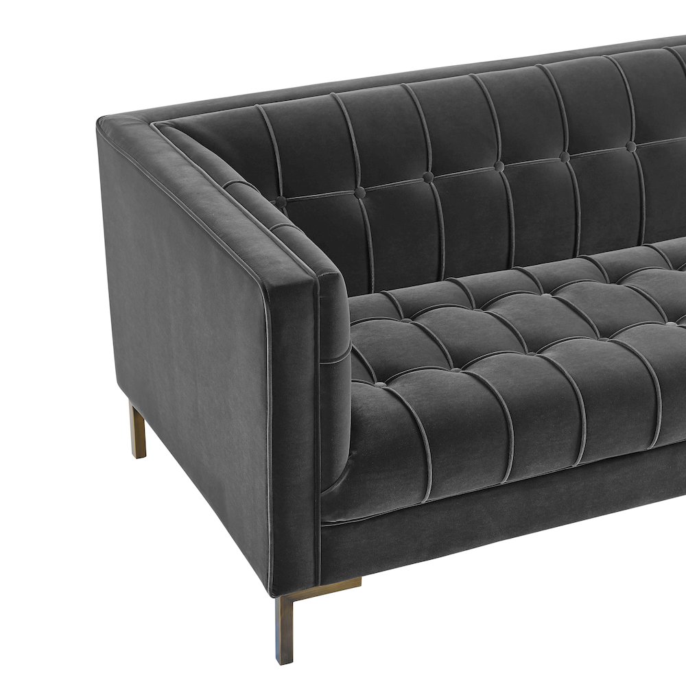 Isaac Gray Velvet Sofa
