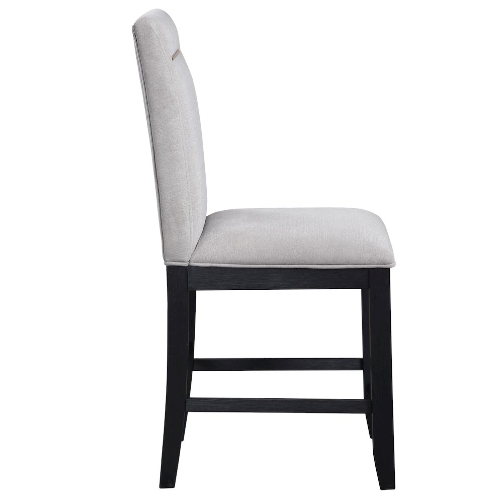 Yves Black Counter Table With 4 Grey Counter Chairs