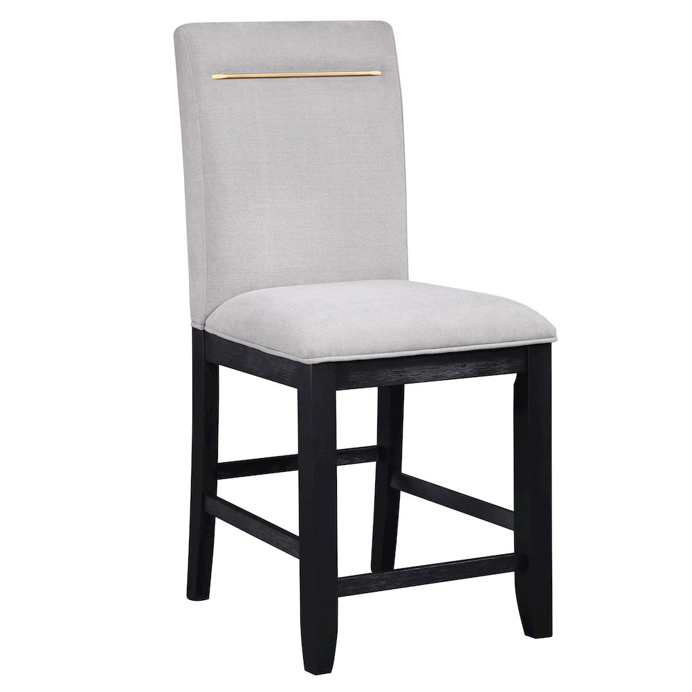Yves Black Counter Table With 4 Grey Counter Chairs