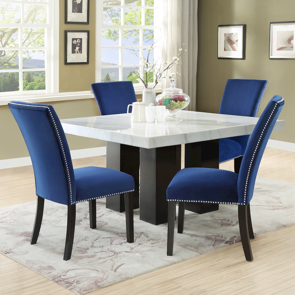 Camila Square 5PC Dining Set Blue Chair