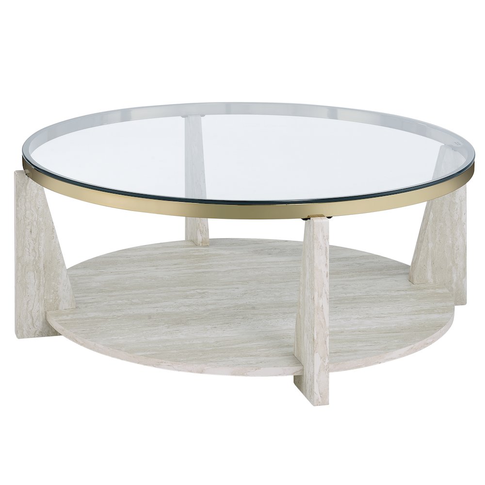 Wanda 3-Piece Glass Top Table Set with Castered Coffee Table