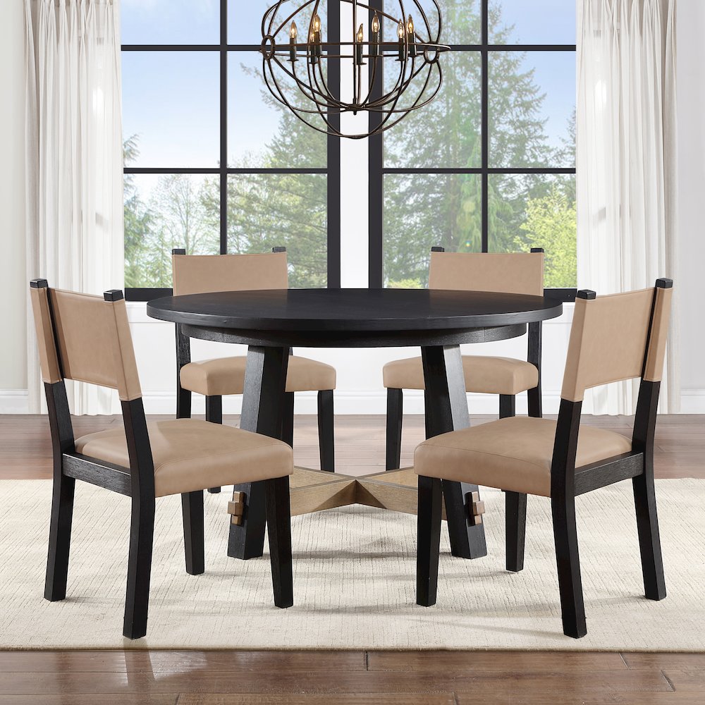 Aubrey Black 5pc Round Dining Set