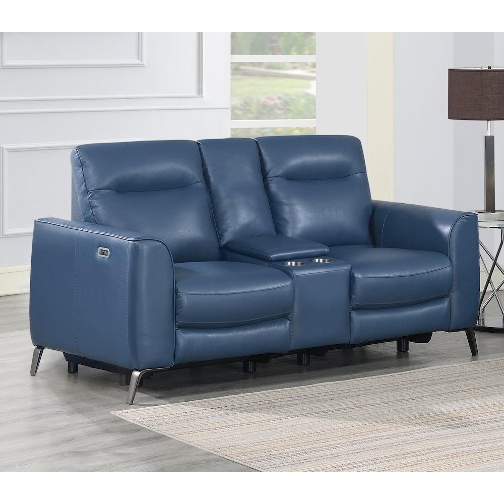 Sansa Power Reclining Console Loveseat – Ocean
