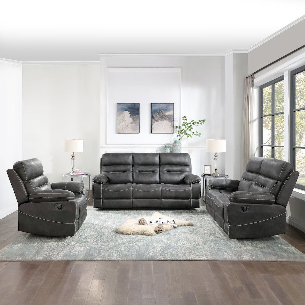 Rudger Gray 3pc Upholstered Set