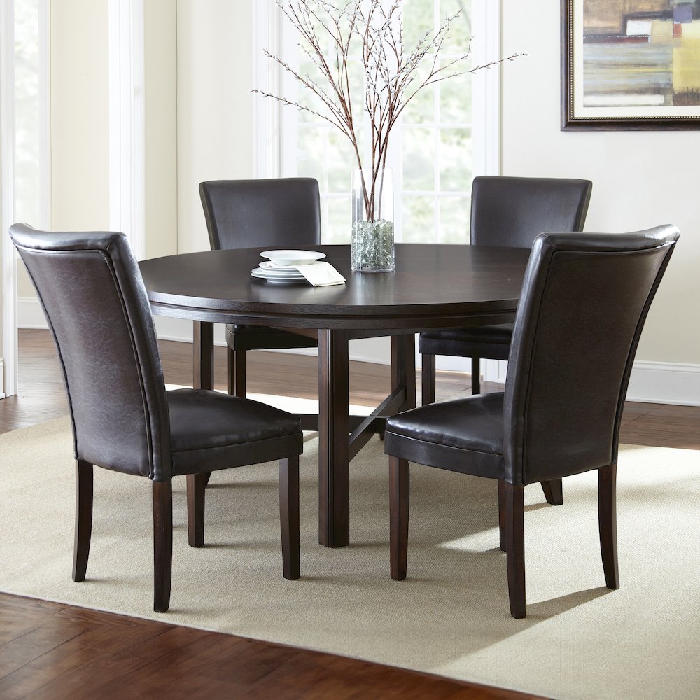 Hartford 72in Dining Set 5 PC with Brown Chairs